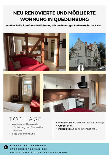 Möbliertes Appartment in Quedlinburg